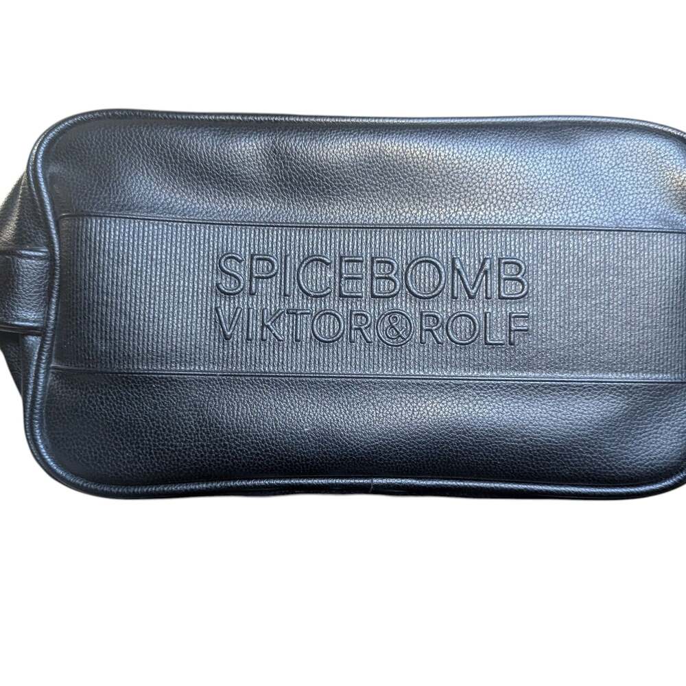 Viktor & Rolf Spicebomb Men's Black Faux Leather Toiletry Dopp Kit Bag